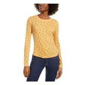 ULTRA FLIRT Women's Mustard Long Sleeve Waffle Crewneck Top Size Medium